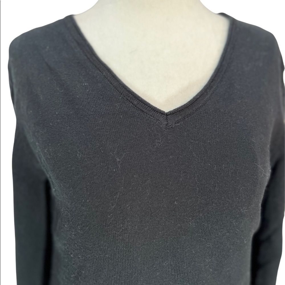 𝅺pure Handknit 100% Cotton Dual Layer Black/Grey Top w/Cutouts Size XS - Picture 4 of 11